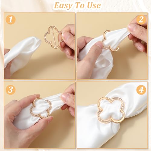 Image of Molain 12PCS Scarf Ring Clip T-shirt Ties Clips for Women Clothes Corner Knotted Button Fashion Metal Round Circle Shirt Clip Buckle Clothing Ring Wrap Holder Side Waist Tightener Clips (Gold, Silver)