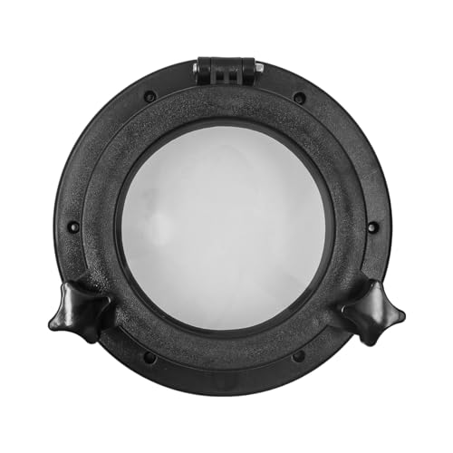 ZONADAH Boat Yacht Round Opening Portlight 215mm ABS Plastic Hatch Porthole Replacement Window Port Hole for Marine Boat Yacht RV Black - Image 2