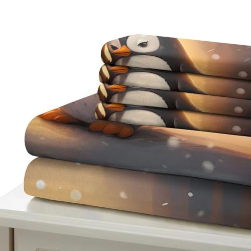 Parure de lit pingouin 140x200 housse de couette enfant microfibre - 7