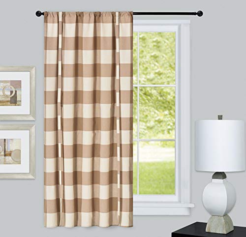 Goodgram Country Lodge Farmhouse Buffalo Check Plaid Gingham Tie Up Window Curtain Shades - Assorted Colors (Neutral/Linen) #TOP1