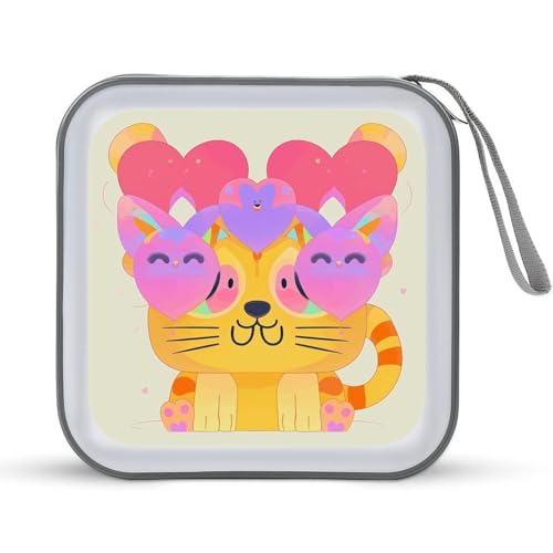 Étui CD/DVD 40 compartiments en plastique avec fermeture éclair motif chaton mignon