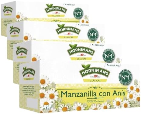 Hornimans Chamomile with Anise Infusion with 100% Natural Ingredients | 25 Sachets | Teine Free (Pack of 4)