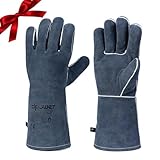 vclpower Welding Gloves Fire Heat Resistant Fireproof Leather for Welding Fire Pit Wood Stove Campfire Furnace BBQ Baking,Grill Oven Stick Mig Tig Gear L