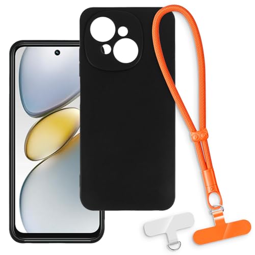 OAGELIM 2-in-1�ی�P�[�X�ƃ��X�g�X�g���b�v Tecno Spark Go 1S 4G �Ƃ̌݊������� ���O���\�ȃ��j���[�h�t���d�b�J�o�[�A����~�ߕ����h�~�O���b�v�n���h�� (�u���b�N + �I�����W)