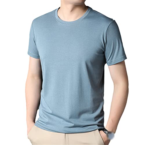 T-shirt manches courtes homme confortable et respirant col rond bleu L