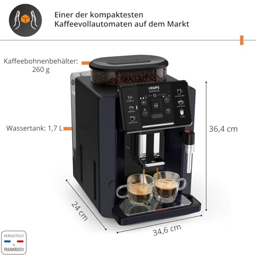 Krups Sensation Kaffeevollautomat mit Milchschaumdüse, Kaffeemaschine für Espresso, Cappuccino &...
