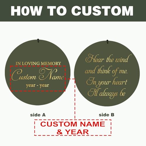 Image of Personalized Memorial Wind Chimes for Outside, Sympathy Gifts Wind Chime for Loss of Loved One, Beautiful Decor with Deep Tone, Ideal for Funeral, Remembrance & Bereavement, Produced in Texas