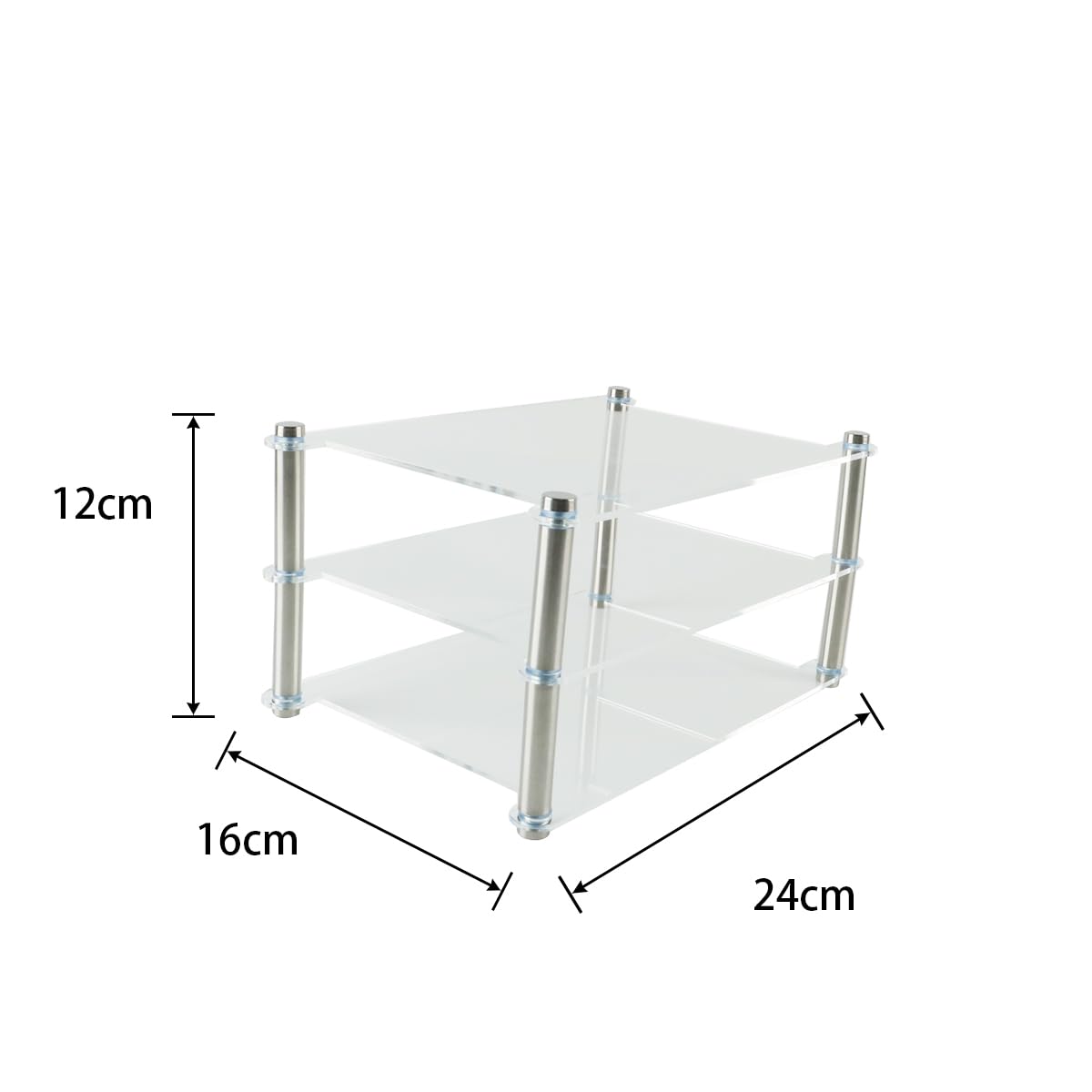 Ubric Mini Rack Audio Trasparente a 2 Strati in Acrilico e Alluminio per amplificatori HiFi e DAC (Design Desktop)
