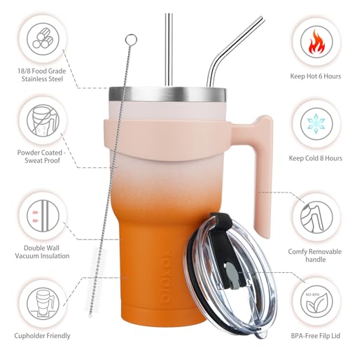 Image of BJPKPK 30 oz Tumbler with Handle & Straw, Insulated Stainless Steel Mug