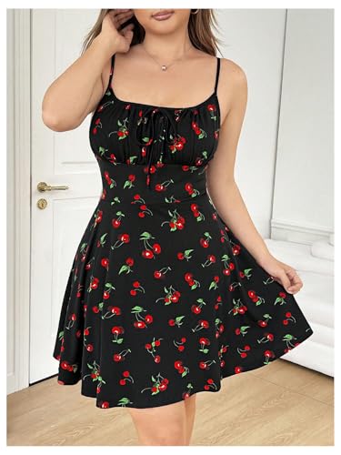 Image of Verdusa Women's Plus Size Floral Summer Dresses Boho Short Sundress Holiday Cami Flowy Dress