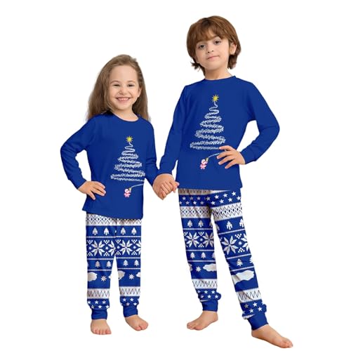 Conjunto de pijama de noche navideño de invierno de dos piezas pijama de cuello redondo a juego par pijamas navideños para pareja niños y bebés manga larga camiseta y pantalones cómodos algodón ropa