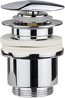 Universal Ablaufgarnitur Pop Up Ventil – ohne Überlauf fürs Waschbecken & Waschtisch - Chrom Ablaufventil Abflussgarnitur - Waschbecken Stöpsel Ablauf inkl 3 Dichtungen für gängige Waschbecken