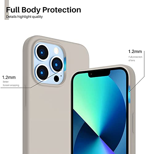 Image of DIZORO Microfiber Candy Case Compatible for iPhone 13 Pro 6.1 Inch Shockproof Slim Back Cover Liquid Silicone Case (Stone Grey)