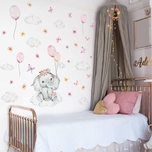 Vinilos Decorativos elefante rosa para pared infantil miniatura 3