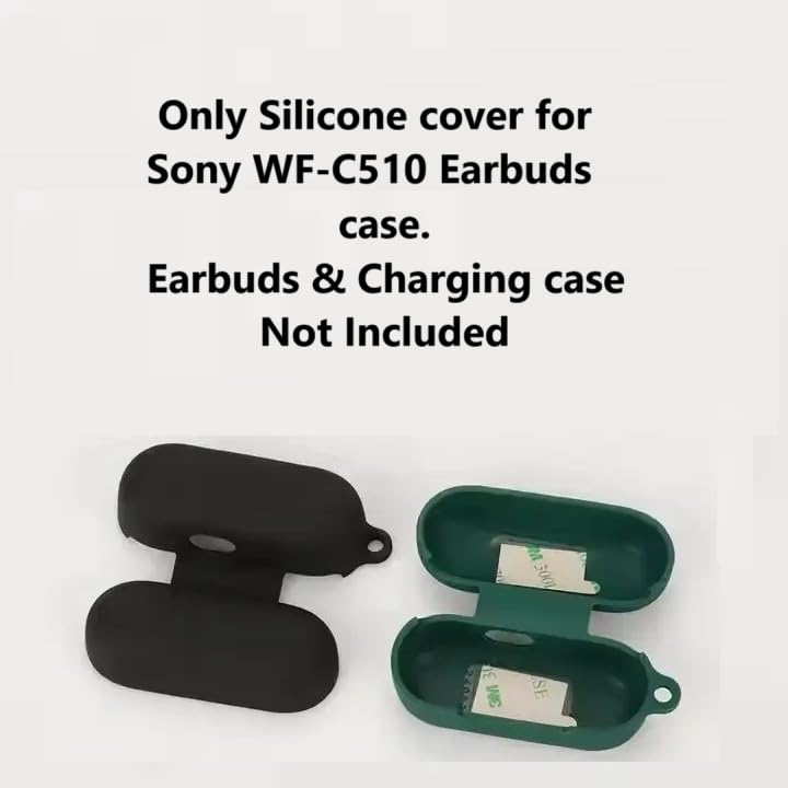 Image of Silicone Cover Compatible with Sony WF C510 Case - Shockproof, Anti-Slip (Bluetooth Earbuds and Charging case not Included) (Black)