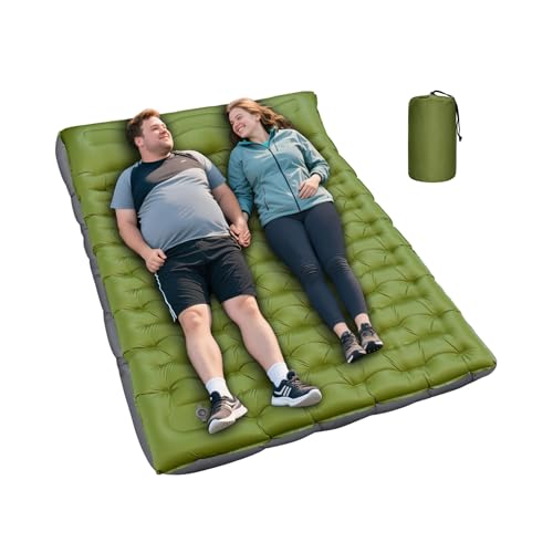 Double Sleeping Pad, Extra Thick 6 Inch Sleeping Pad for Camping 2 Person with Built-in Pillow & Foot Pump Ultralight Compact Inflatable Camping Mat for Backpacking Hiking Travel Tent Camp Gear Gifts