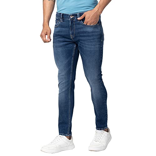 Image of Spykar Men's Kano Slim Fit Mid-Rise Jeans (Ankle Length)