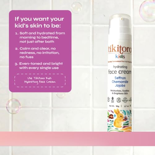 Image of Tikitoro Kids Hydrating Face Cream with Saffron, Chamomile & Jojoba Oil | Lightweight Face Moisturizer for All Skin Types | Non-Comedogenic | (Age: 4+) (50grams x 1)