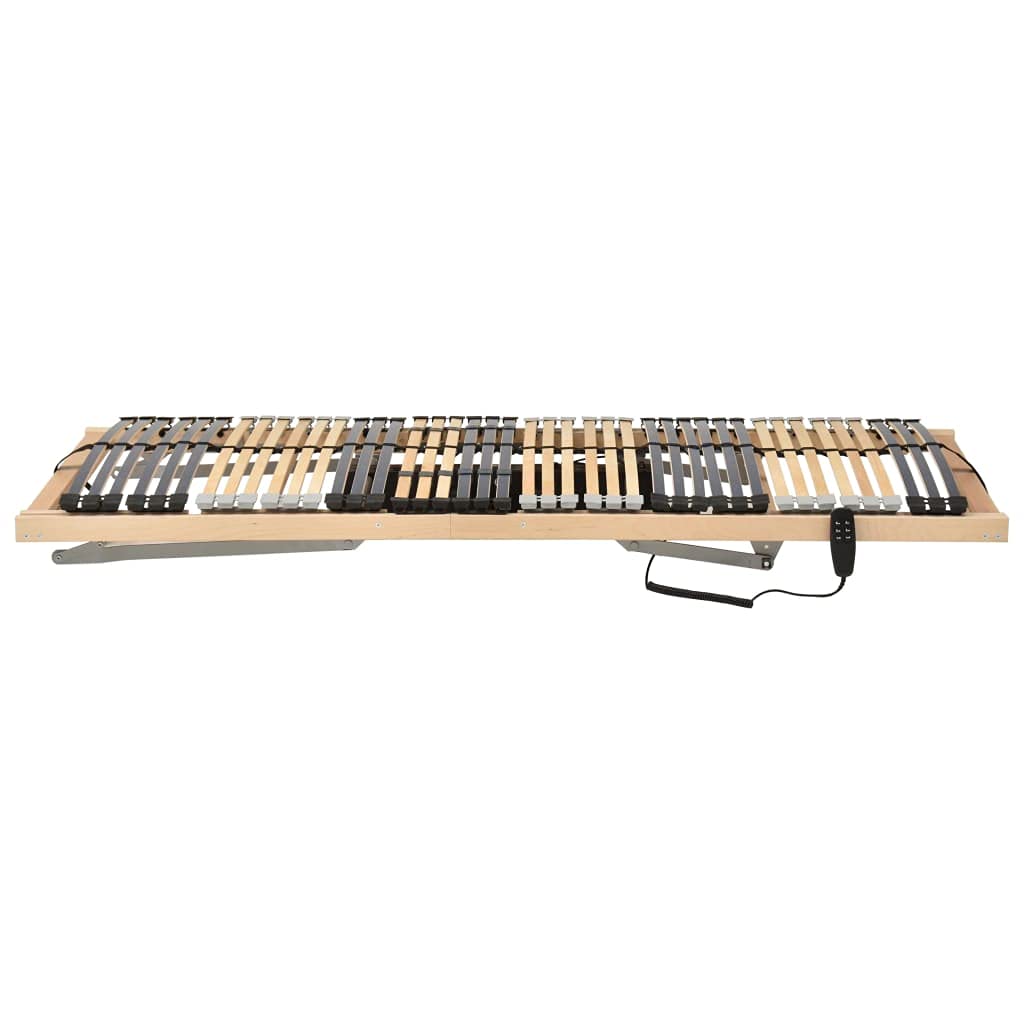 Elektryczny stelaż pod materac 90 x 200 cm, z 42 listwami, 7 stref, regulowany, rama z drewna bukowego, listwy z drewna brzozowego, gumowe nakładki SBS, podwójny napęd, sterowanie ręczne na
