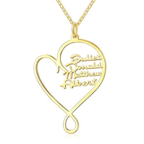 LONAGO Personalized Multiple Name Heart Necklace...
