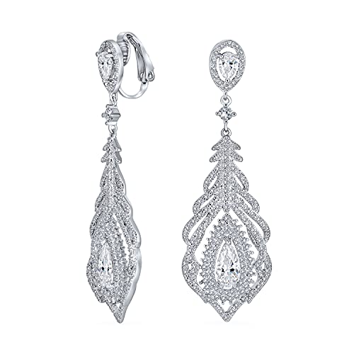 Boucles d'oreilles clip Art Déco avec pierres oxyde de zirconium AAA au lustre diamant
