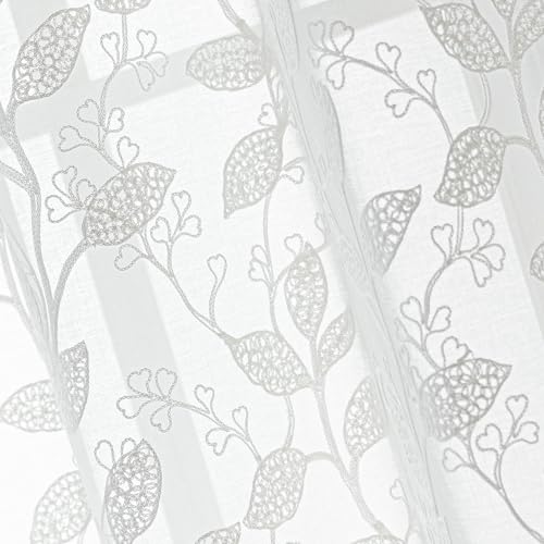 SLEEP ZONE Sheer Curtains for Living Room and Bedroom, Embroidered Sheer Curtains White Sheer Curtain 42 × 63 inch Length of 2 Panels, White Vine - image 7