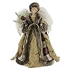 Windy Hill Collection 14 Inch Standing Floral Burlap Buffalo Plaid Angel Christmas Tree Topper or Table Top 514119