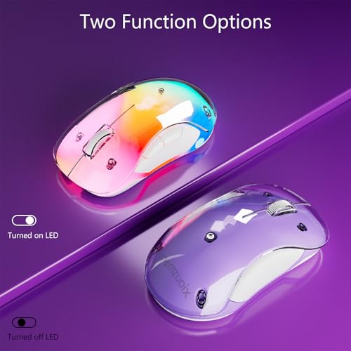 Image of memzuoix 2.4G Wireless Mouse with Customizable Cover & 9-Color LED - Rechargeable Ergonomic, 1400 DPI, 5 Buttons, USB Receiver for PC /Mac - Purple