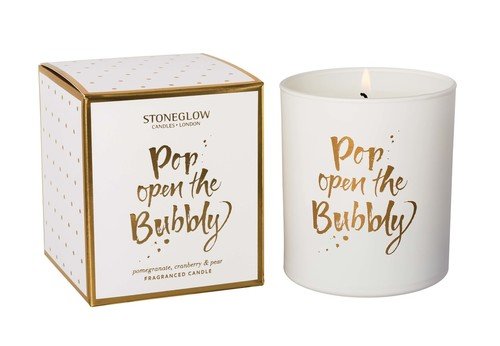 Bougie Ouvrez le Bubbly Stoneglow idéale pour illuminer vos soirées festives