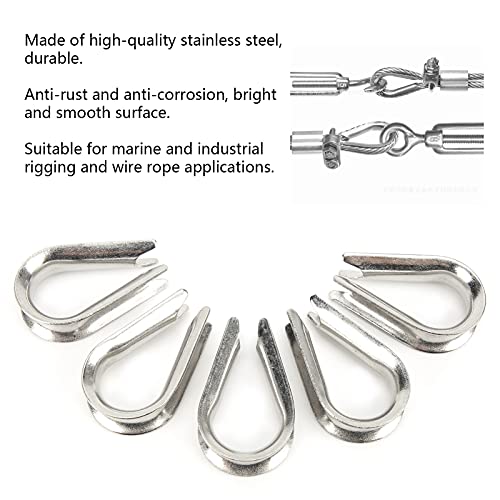 FUIK Braçadeira de corda de arame prata, braçadeiras de dedais resistentes à ferrugem fácil de trans
