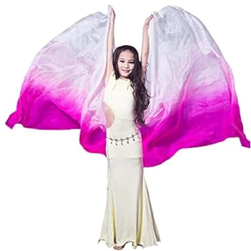 Image of Aumulen 8mm Girls Hand-Made Belly Dance Silk Scarf Veils Gradual Colors