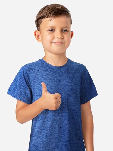 2 Pack Boys Dry-Fit Athletic Shirt Short Sleeve Crew Neck Moisture Wicking Performance Tees for Youth Teens 4-16Y4