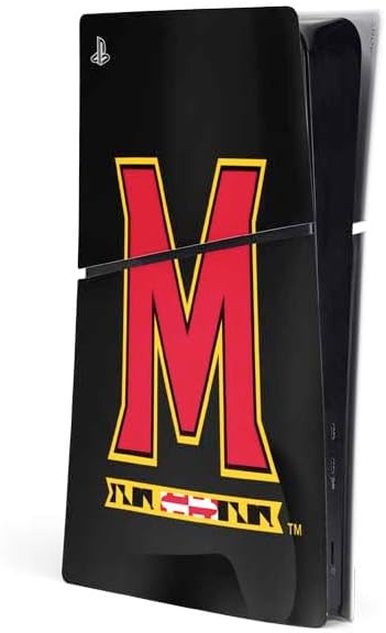 Skinit Decal Gaming Skin Compatible with PS5 Slim Digital Edition Console - Officially Licensed University of Maryland Collegiate Text Red Design