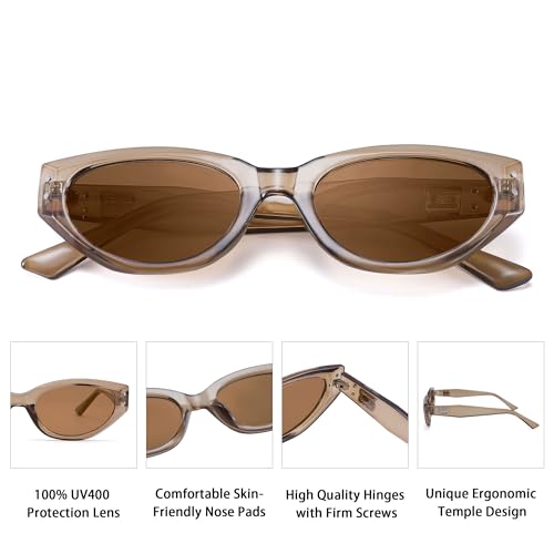 AZorb Oval Cat Eye Sunglasses for Women Retro Cateye Sunglasses Small Face 90s Shades UV Protection3