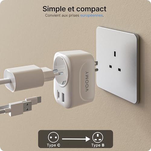 Adaptateur Prise USA/Canada - Type B Avec USB - Pour Voyage États-Unis, Mexique, Thaïlande