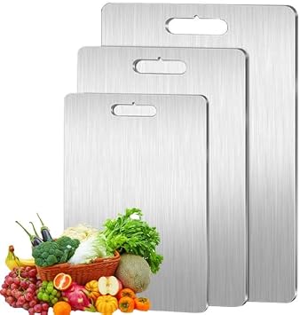 Titanium Cutting Board,Knife-Friendly Cutting Board,Steel Chopping Boards for Kitchen 3PCS