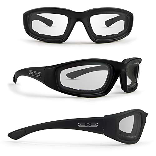 Epoch Eyewear Foam Padded Motorcycle Sunglasses 3 Pair Black Frames w/Clear Smoke and Blue Mirror Lens4