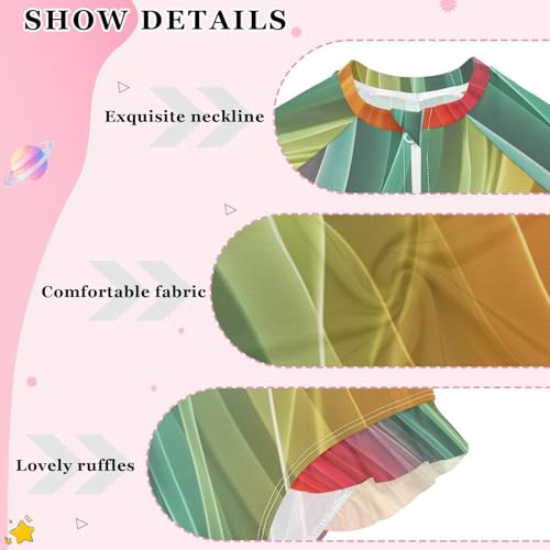 Girls One Piece Swimsuits Long Sleeve Swimsuit Zipper Bathing Suits Rainbow Shiny Stripes3