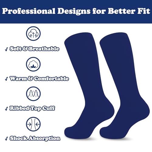 Image of Sarfel Youth Toddler Soccer Socks Kids Baseball Socks Youth Boys Girls Knee High Softball Football Accessories Tube Cotton