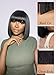 LUVME HAIR 10 Inch Light Yaki Straight Bob Wig with Bangs Human Hair Realistic HD Lace Short Black Bob Wigs, Ready to Go Blunt Cut Bob Wig Glueless 180 Density