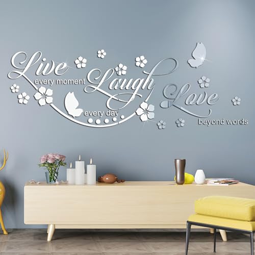Sicheii Live Laugh Love Mirror Decal, Inspirational Wall Stencils Peel and Stick Quotes - Image 2