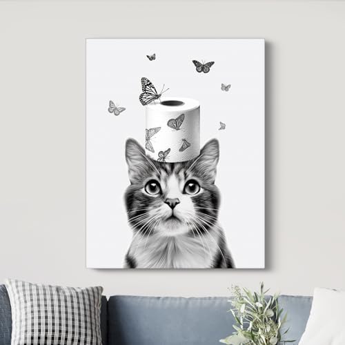 JBER Canvas Painting Wall Art Poster, home decor, suitable for bathroom decor space personalized decoration,(CAT, 40×30cm) - Image 3