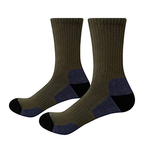 YUEDGE Men's Athletic Walking Hiking Socks Performance Moisture Wick Cotton Cushion Crew Socks for Men(Large)