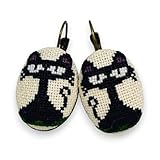 Handmade Cross-Stitch Embroidered Cat Earrings, Black and White