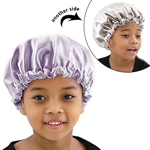 Image of Stain Bonnet Silk Sleep Cap Adjustable Satin Cap for Night Sleeping Hair Bonnet Reversible Double Layer