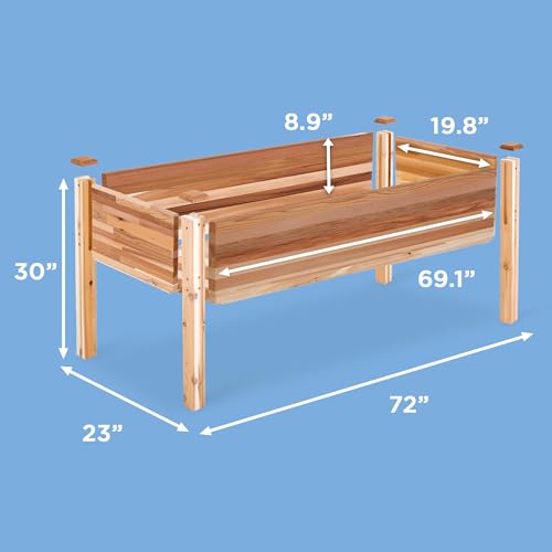 Jumbl, Cedar Raised Garden Bed, Elevated Wood Planter for Growing Fresh Herbs, Vegetables, Flowers, Succulents - 72x23x30” - Image 6