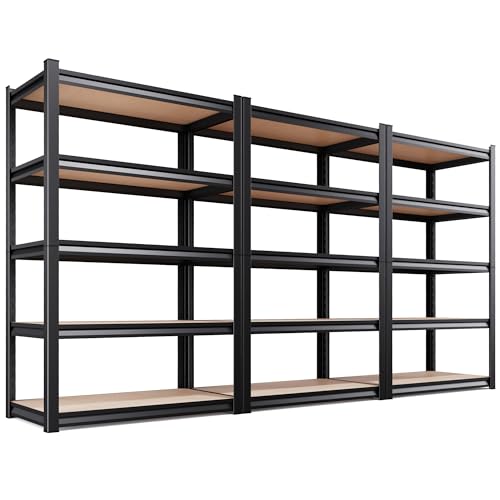 Image of 3-Pack Garage Shelving for Large Storage & Whole Home Organization, 78 inch H x 46 inch W x 20 inch D 5-Tier Adjustable Metal Storage Rack for Tools, Storage Bins, Bulk Items, Garage, Pantry & Workshop