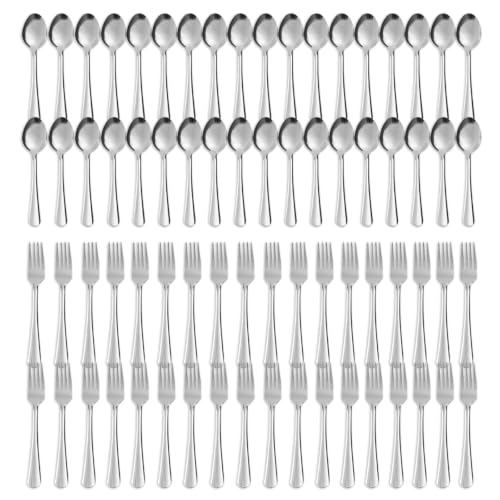 Image of Forks and Spoons Silverware Set-72PCS Dinner Forks & Dinner Spoons | 36 Forks and 36 Spoons Food Grade Stainless Steel Flatware Cutlery Set for Home, Kitchen and Restaurant, Dishwasher Safe