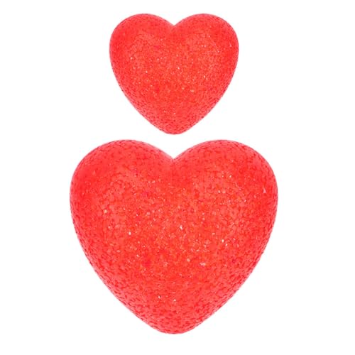 RORPOIR Lámpara de Noche Corazón Luminoso Rojo 10 Cm y 16 Cm, 2 Piezas, Juguete Brillante Eva Ligero para Fiesta, Decoración y Baile, Luz Nocturna Intermitente para Hogar y Camping