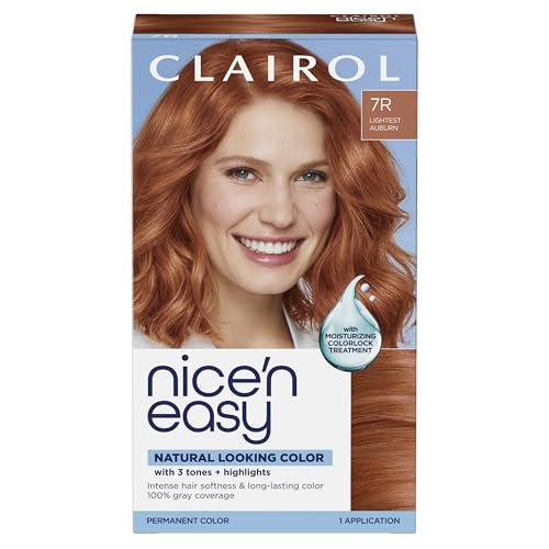 Clairol Nice'n Easy Permanent Hair Dye, 7R Lighest Auburn Hair Color, Pack of 1 - Packaging May Vary